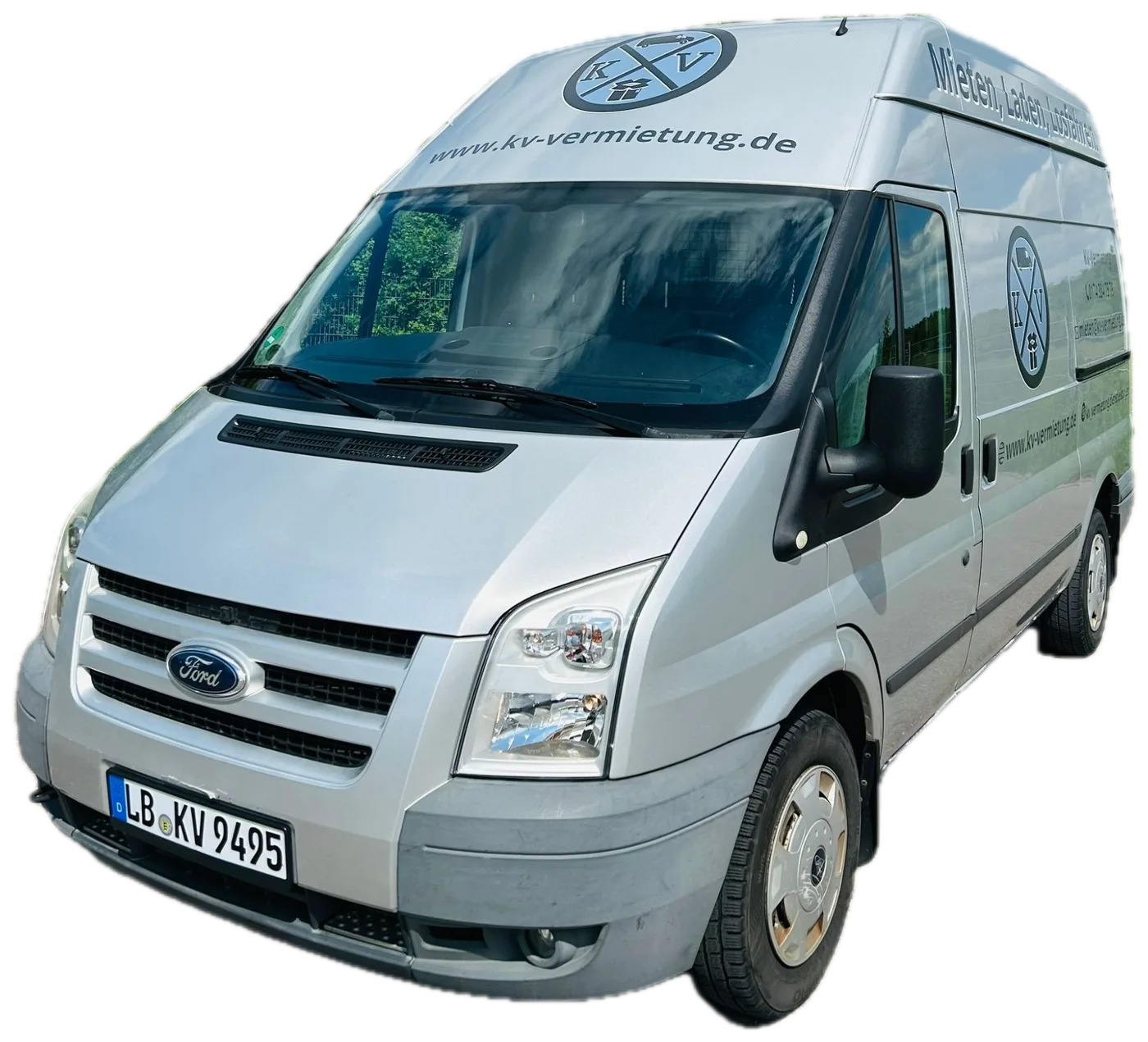 Beschrifteter Transporter der KV-Vermietung in Bietigheim-Bissingen